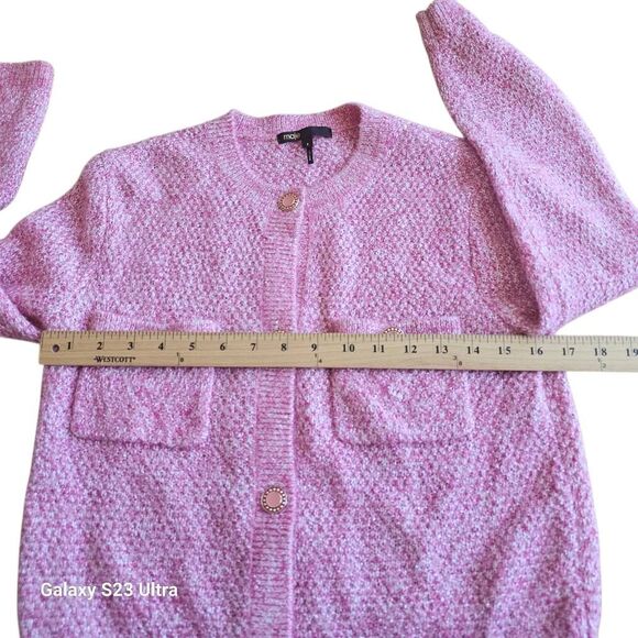 Maje womens Sz 1 usa S pink Marguerita cardigan sweater - Picture 4 of 7